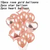 Décoration de fête 14 pièces ballons en latex or rose décorations d'anniversaire de mariage adulte 18 pouces ballon d'hélium cadeau en forme de coeur