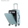 Resväskor 20 Front Open Lid Travel Bagage Aluminium Frame Fashion Trolley Suit Female Boarding Box Pull Rod Box stor kapacitet Q240115