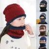 Haaraccessoires Kinderen Hoed Sjaal Set Kindermutsen Gebreide muts Herfst Winter Fleece Warm voor babyjongens Meisjes