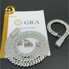 Fine Jewelry Pass Tester Diamond Out Out Miami Naszyjnik Sterling Sier 10 mm Cuban Link Chain Moissanite