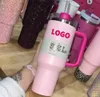 USA: s lager 1: 1 Samma The Quencher H2.0 Cosmo Pink Parade Tumbler 40 Oz 4 Hrs Hot 7 Hrs Cold 20 Hrs Iced Cups 304 Swig Wine Mugs Valentine's Day Gifts Flamingo