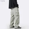 Pantalons pour hommes Pantalons de travail à jambes larges pour hommes surdimensionnés vêtements de rue hip-hop décontracté coréen japonais poche style de chasse 2024 YQ240115