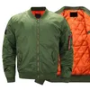 Pilot Air mannen bomberjack Heren Militaire Bomber Jassen Mannen Casual Solid Rits Piloot Jas Groen Slim Fit Mannelijke jassen 240113