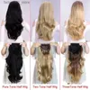 Syntetyczne peruki Silelik 24 -calowe falowe 3/4 peruki długie włosy Ombre Blond Capless Clips dla kobiet 210G Q240115