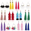 Dingle örhängen 12 par Tassel för kvinnor mode bohemiska färgglada skiktad lång tråd dangly skivored droppe