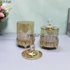 Ensembles d'organisation de stockage des aliments Pot de bonbons en verre cristal doré/argent motif creux boîte à thé décoration de bureau boîte à bijoux conteneurs cosmétiquesvaiduryd
