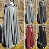 Women Medieval Cloak Hooded Coat Vintage Gothic Cape Solid Coat Long Trench Halloween Cosplay Come Overcoat Women L220714294V