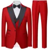 Ternos masculinos moda masculina magro 3 peça jaqueta colete calças elegante negócios cavalheiro high-end casual formal casamento smoking traje homme