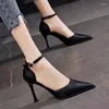 Dress Shoes 2024 Spring And Autumn Style Pointed One Line Buckle Simple Women's Candy Color High Heels Shallow Mouth Banquet Women