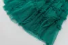 Robe longue à panneaux en Tulle, couleur unie, vert, manches longues, col rond, Maxi, décontractée, printemps 2024, A4J121440