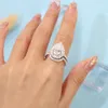 Conjunto de anillos de boda de moissanita personalizados, oro blanco sólido de 14k, banda de diamante de moissanita de pera, joyería fina, anillo de compromiso para mujer