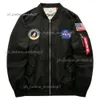 Nasa Fall-flight Pilot Jacket Coat Zwart Groen Bomber Ma1 Heren Bomberjacks Nasa Borduurhonkbaljassen met Rits 747