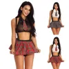 Costumi sexy Studentessa Cosplay Gioco di ruolo Plaid Night Halloween Donne Gioco di ruolo Uniforme sessuale Costume erotico Lingerie impertinente285l