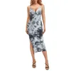 Casual Jurken Damesmode Sexy Sling Bodycon Jurk Zomer Mouwloze Ruglooze Diepe V-hals Tie Dye Print Midi