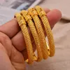 24K Bangles 4PcsSet Bracelet Ethiopian Gold Color For Women Bijoux Femme African Middle East Dubai Halloween Jewelry 240115