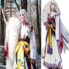 Novo anime japonês inuyasha sesshoumaru cosplay traje quimono armadura cauda conjunto completo carnaval trajes de halloween para mulheres custo3240