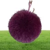 11 cm Luxury Y Real Fur Ball Pompom 12 couleurs authentique fourrure de fourrure en métal en métal PENDANT CHARM FO-K045-ROSE3121186