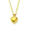 glaze Heart Pendant Italian Figaro Link Chain Necklace Womens 18k Solid Yellow Gold GF 600 3 mm291S