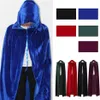 Costumes d'halloween à capuche en velours pour hommes et femmes adultes, Cape de sorcière médiévale, Vampire, magicien, robe fantaisie, Cosplay Coat252u