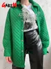女性用トレンチコート秋の光冬パーカー薄い緑の長袖ボタン特大エレガントなカーキコットンキルトジャケット女性暖かいターンダウン