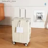 Suitcases Multifunctional Aluminum Frame Luggage With USB Cup Holder Trolley Case Female 20 24 26 Inch Boarding Fashion Student Suitcase Q240115