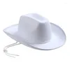 Berets Vintage Wedding Cowboy Hat Western Style Large Brim Hats Fedora Felt Jazz Accessory Wide Curve Dropship