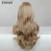 Synthetic Wigs Emmor Synthetic Long Blonde Wavy Wigs for Women Hair Soft Natural Light Blond Wig with Bangs Heat Resistant Fiber Hair Wig Q240115