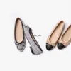Chaussures de ballet plates en cuir pour femmes, chaussures de ballet de luxe de styliste célèbre, 2024