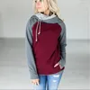 Automne et hiver vêtements pour femmes tendances de la mode couture à capuche fermeture éclair épaule sort couleur pull à manches longues 240115