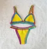 Heta försäljning nya kvinnor mode sexig stickad bikini sommarsemester strandkläder handgjorda virkning stickade badkläder bikini kostym storlek s m l