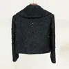 Work Dresses Black Jacquard Mini Dress 2024 Fashion Elegant Temperament Sequins Beaded Short Sleeve Jacket