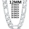 Solid 925 Sterling Silver Necklace For Men Classic 12mm Cuban Chain 18-30 Inches Charm High Quality Fashion Smycken Wedding 220209217G