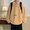 Men's Sweaters 2023 Men's Luxury Knitted Pullover Sweater Casual Korean Stretch Button Solid Color Long Sleeve Collar Autumn Cloingyolq