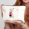 Sacs à cosmétiques trousse de maquillage de demoiselle d'honneur motif de toilette rouge à lèvres pochette initiales florales cadeau de fête d'enterrement de vie de jeune fille mariée