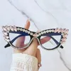 Sunglasses Sunglasses Mosengkw 2024 Cat Eye Diamond Handmade Shining Luxury Ins Fashion For Women