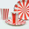 Disposable Dinnerware Circus Paper Disposable Tableware Red Striped Plates Cups Wedding Birthday Party Supplies Foild Bronzing Christmas Decorationsvaiduryd