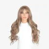 Synthetic Wig For Women With Bangs Big Wavy Daily Long Hair Linen brown Wig Set Fashionable Wig High Temperature Silk Head Cover240115