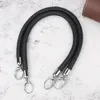 2pcs PU Leather Black Braided Rope Handles for Handbag Shoulder Bag Strap Handmade DIY Accessories Silver Metal Hook Buckle 240115