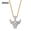 Jinao Mode Kubikzircon Iced Out Kette Halskette Bull Demon King Anhänger Hip Hop Schmuck Statement Halskette Bling Geschenk für Mann J263O