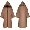 Costume de Cosplay d'halloween, Cape à capuche noire, blanche et rouge, Cape effrayante pour enfants et adultes, S-2XL291P