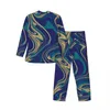 Heren Nachtkleding Tie Dye Marmeren Pyjama Mannen Vloeibare Print Mooie Slaap Lente 2 Stuks Casual Oversize Ontwerp Pyjama Sets