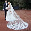 Veils White/Ivory Applique Lace Tulle 3M Long Bridal Head Veils With Comb Wedding Veil Accessories Lace Bridal Veil Hot Sale