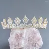 Grampos de cabelo acessórios de jóias de casamento noiva tiara coroa para mulheres 4a zircônia princesa nupcial heaband baile pegeant coroas headdress