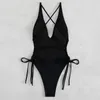 Women's Swimwear Sexy Backless Women One Piece Swimsuit String Lace-up Bathers Cut Out Monokini Bathing Suit V Neck Swim Wear Beachwear