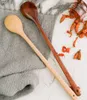 Cucchiaio lungo in legno 33 cm 13 pollici Cucchiai con manico lungo in legno naturale per zuppe, agitatore, utensili da cucina Q880