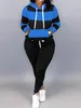 LW grande taille rayé cordon survêtement ensemble automne sweat à capuche pour femme pantalon imprimé à capuche à manches longues sweats chauds 240115