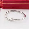 Designer Titanium Steel Nail Bangle Bracelet Diamond Screw Cuff Bracelets Women Men Brand Jewelry for Wedding Party Gift Top Quality