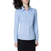 Blusas femininas manga longa camisa formal fino ajuste apertado negócios camisas sociais botão para baixo lapela roupas tamanho grande