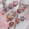 Cluster Rings HOYON Natural Colored Gemstone Women's Ring S925 Sterling Silver Egg Men's Couple Hand Jewelry Vintage Gift