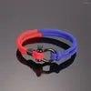 Charme pulseiras na moda aço inoxidável esporte para homens mulheres vermelho azul corda náutica sobrevivência manilha pulseira sorte linha namorado presentes